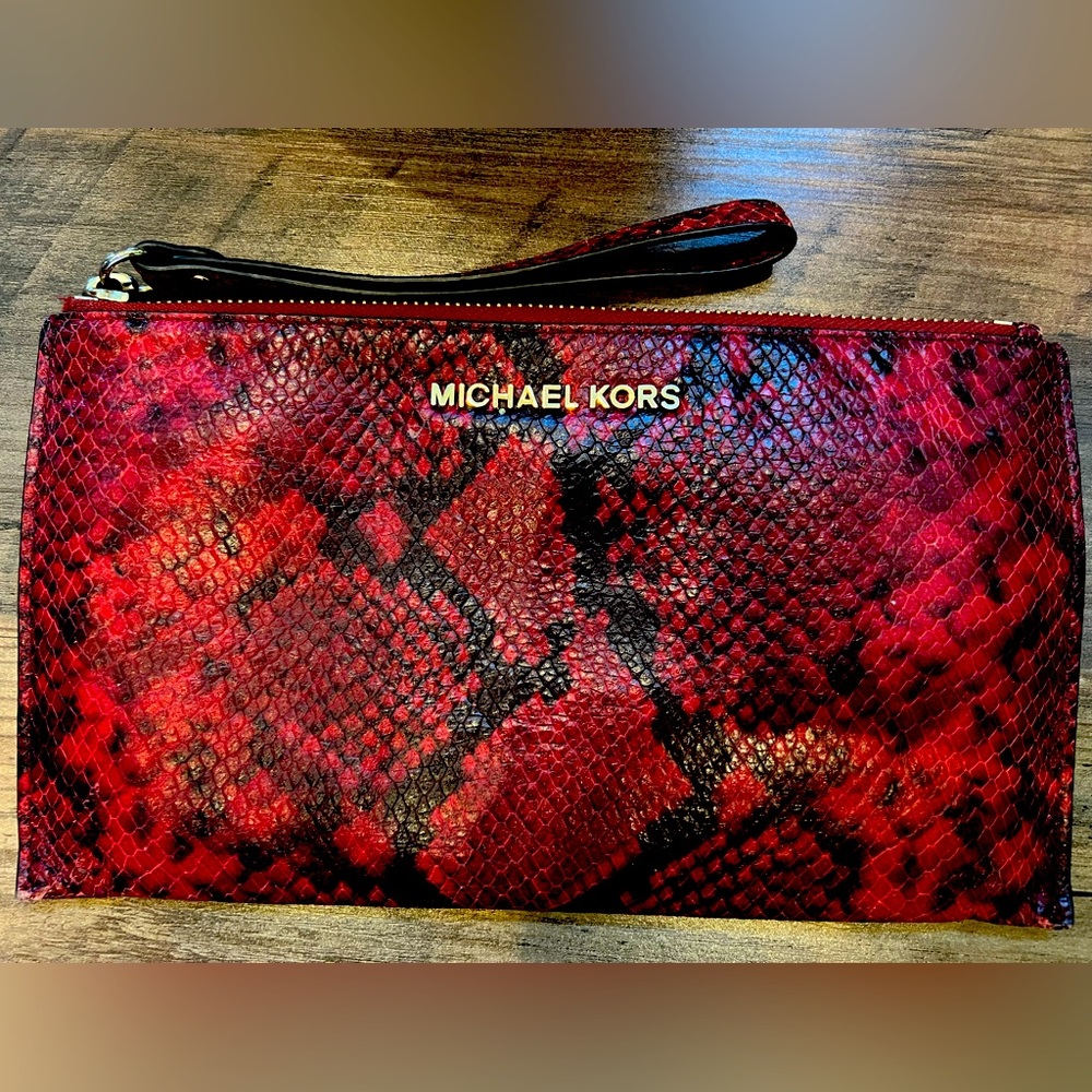 Michael Kors Red Snakeskin Clutch